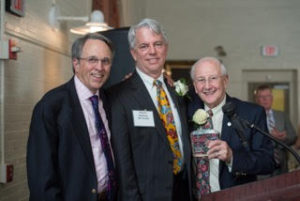 photo from 2015 Dinner of HRS E.D. Dr. Rob Evans, Dr. Arnold Kerzner and Wayland Trustee Stephen Winthrop (photo credit: Rick Bern)